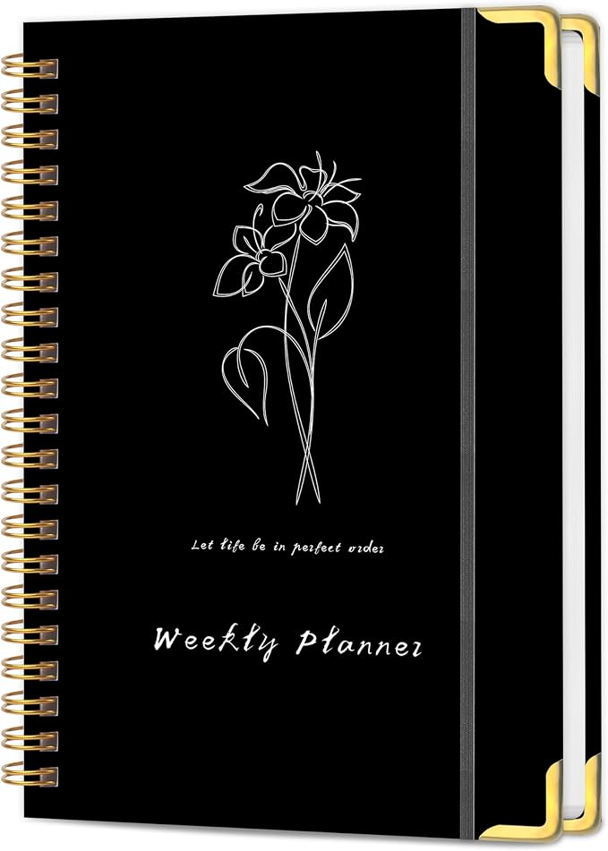 Undated Weekly Planner, Weekly To Do List Notebook with Goal & Habit Tracker Organizer, A5 5.8" x 8.0" Weekly Planner Notebook with Spiral Binding for Men or Women