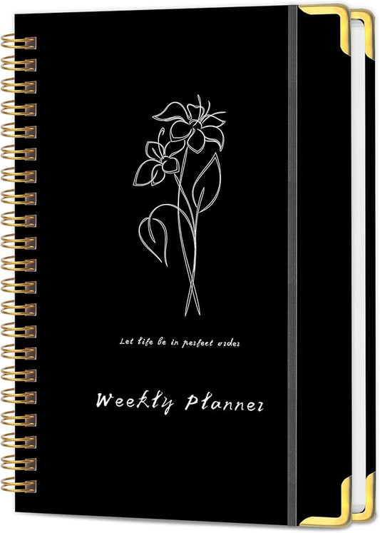 Undated Weekly Planner, Weekly To Do List Notebook with Goal & Habit Tracker Organizer, A5 5.8" x 8.0" Weekly Planner Notebook with Spiral Binding for Men or Women