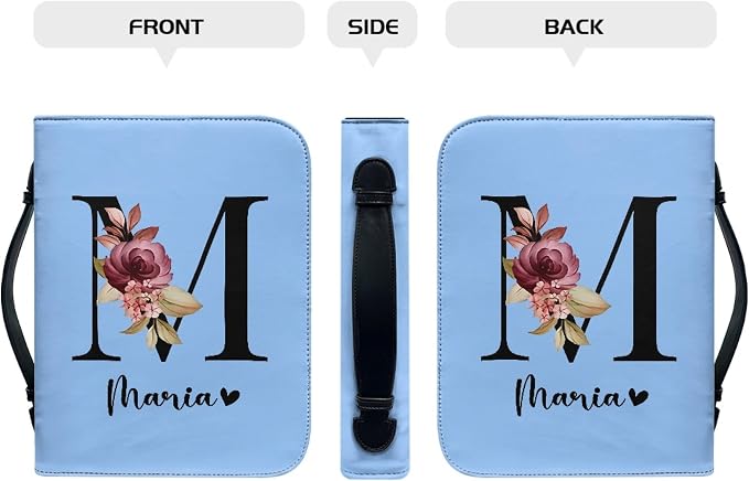 Personalized Bible Cover with Name, Custom Bible Cover Case for Women Girls, Large Capacity Scripture Bag with Handle