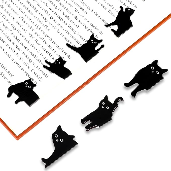 Assorted Cute Cat Book Markers Clips Set for Women - 7 Pcs Black Cat Magnetic Bookmarks, Kawaii Bookmark for Teachers Students Book Lovers