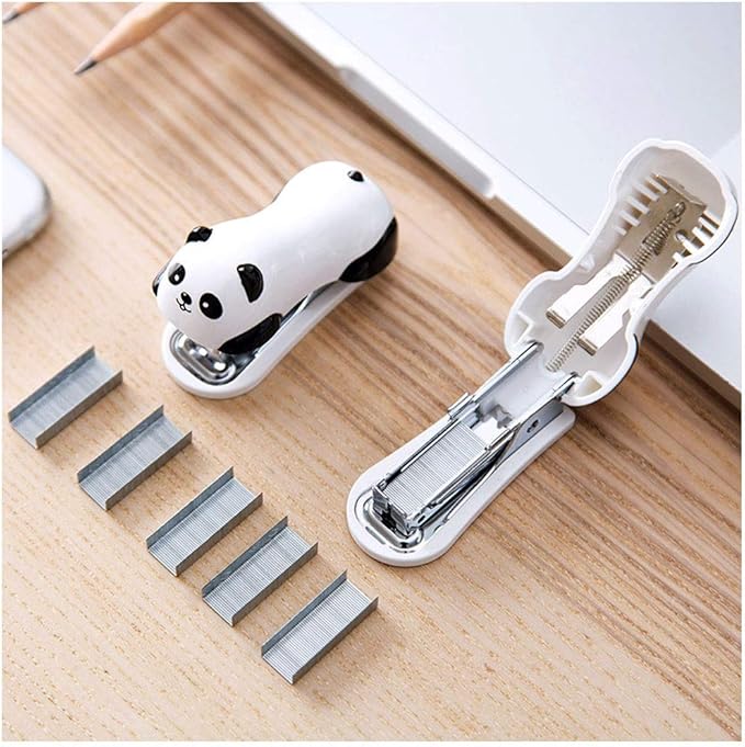 Mini Panda Stapler, Office Desktop Stapler, Movable Student Stationery, Animal Shape, Accessories Desktop 12-Side Capacity Office Stapler
