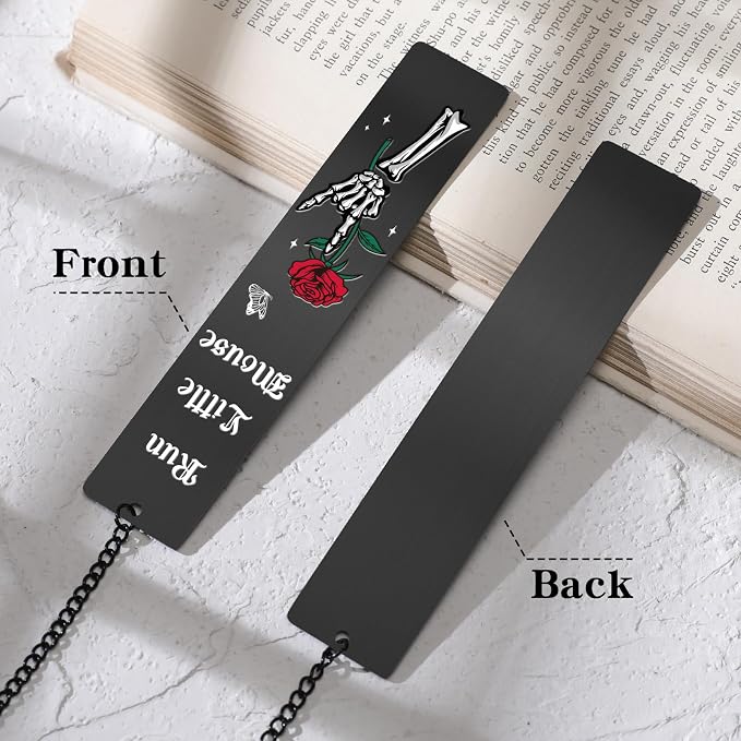 Dark Romance Merch Bookmark - Smut Metal Book Marks for Reading Lover Women Funny Smutty Page Maker Run Little Mouse Accessories with Pendant for Readers Bookish Adult Birthday Christmas