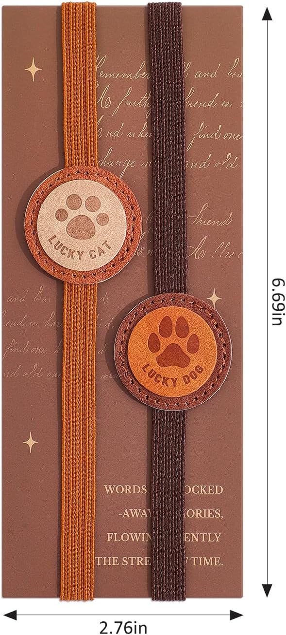 2PCS Vintage Elastic Leather Bookmark for Women, Elastic Bands Leather Book Marks, PU Bookmarks Planner Accessories, for Book Lover, Reader, Hardcover Journals, Notebooks, Planners, Binders