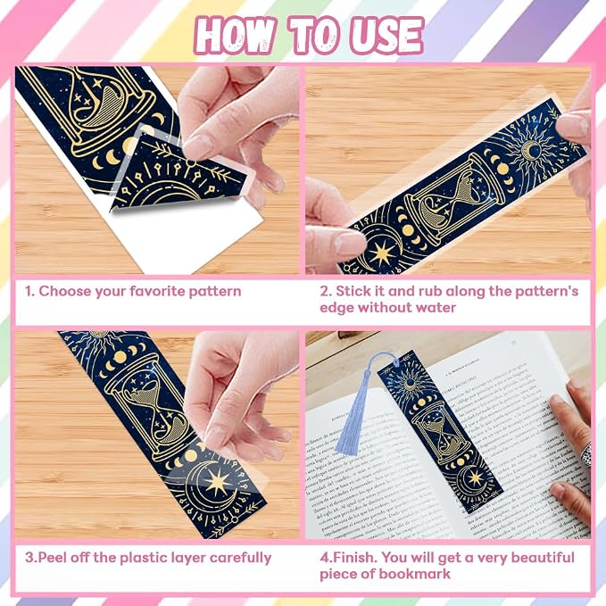 Peacoblue 30pcs UV DTF Bookmarks Transfer Stickers Wraps Starry Sky for Women Men Reading, Waterproof Bookmarkers Decal(No Blank Bookmarks) for Acrylic Plastic Metal Blank Bookmark
