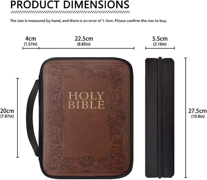 HOLY Bible Pattern Bible Cover for Men Women,Brown Carrying Book Case Church Bag with Handle