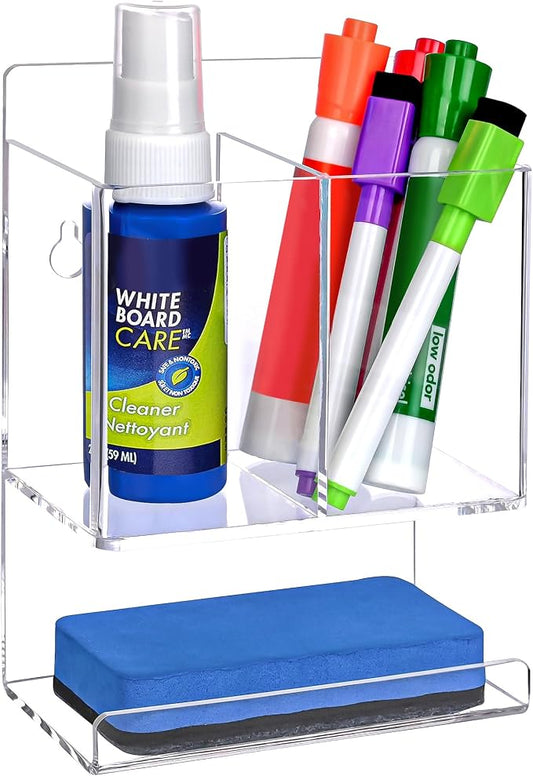 Dry Erase Marker Holder, Wall Mounted Marker Holder for Remotes, Makeup, Acrylic Pen Organizer for Whiteboard, Office, Classroom, Wall Pen Pencil Storage for Classroom Organization