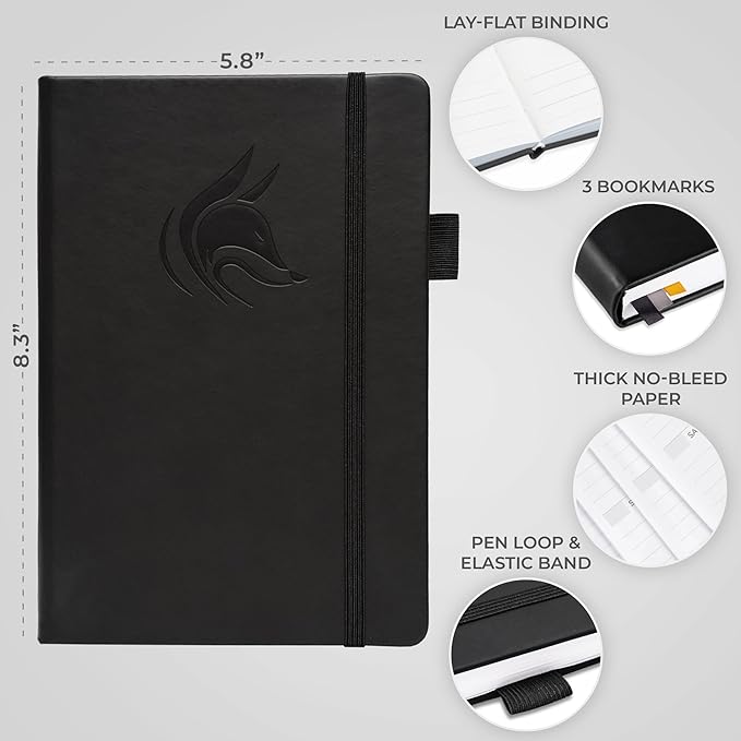 Clever Fox Dated Hourly Weekly Planner 2026 – Daily, Monthly & Yearly Agenda Organizer with Time Slots – Hardcover Journal, A5 Size (Black)