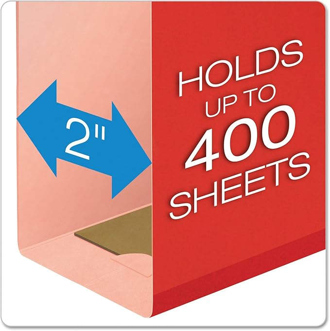 Pendaflex Extra Capacity Reinforced Hanging Folders, 2" Letter Size, 1/5 Cut, Red, 25/BX (04152x2 RED)