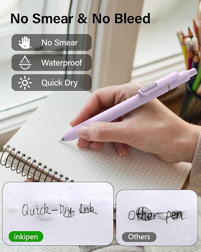 8Pcs Gel Pens - 0.5mm Black Ink Pens Fine Point Smooth Writing, Quick Drying Journaling Pens, Cute School & Office Pens for Gift