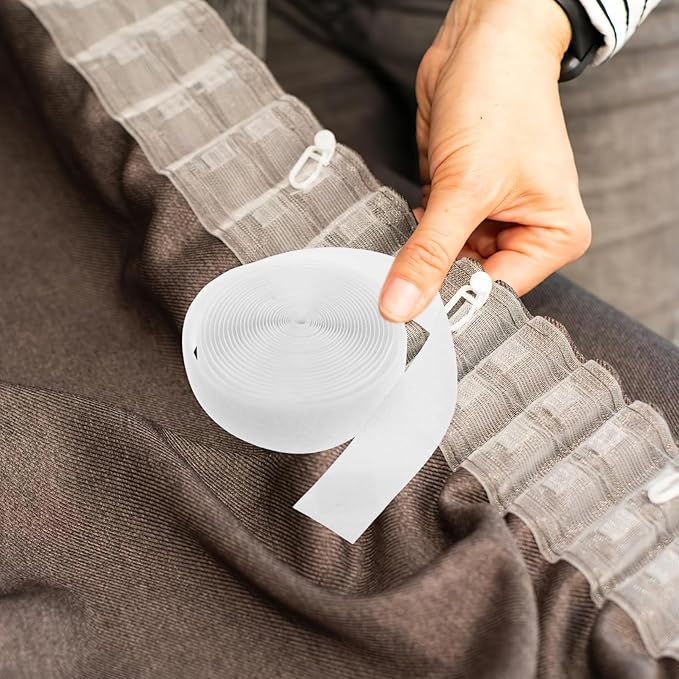Luxshiny 1roll Double-Sided Self Adhesive Hook and Tape for Curtains and Doors Strong Fastener Strips for Versatile Applications Adhesion and Easy Installation