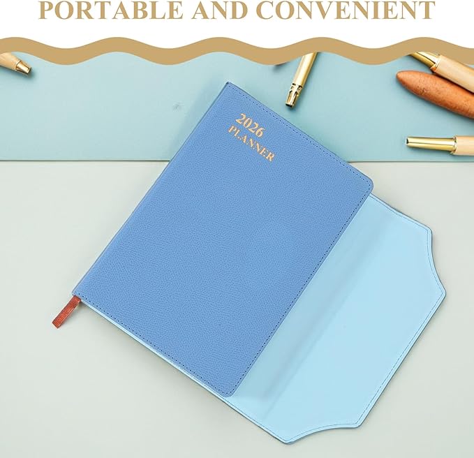 KALLORY 2026 Daily Weekly Monthly Planner Notebook with 365-day Schedule Calendar, Light Blue Undated Personal Organizer for Office, Students, and Travel Planning
