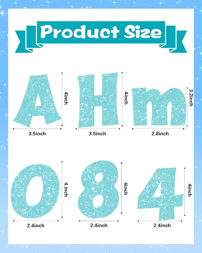 237 Pcs Glitter Bulletin Board Letters, Numbers and Punctuation, Poster Board Letters Alphabet Cut Out Cardboard Letters Accessories for Classroom Display Decorating Supplies 4inch (Light Blue)