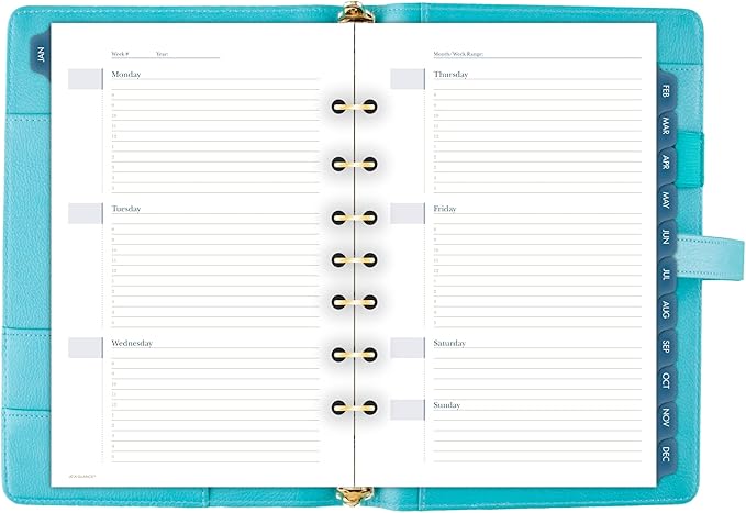 AT-A-GLANCE, Undated, 5-1/2" x 8-1/2", Desk Size, 7-Ring, Faux Leather Fashion, Teal (DR1118-040-42)