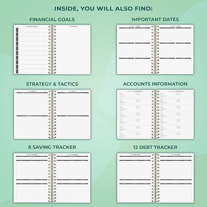 Clever Fox Budget Planner Spiral – Expense Tracker Notebook – Monthly Budgeting Organizer, Finance Logbook & Accounts Book to Control Your Money – Undated Bill Tracker, 6.3x8.4” - Mint Cream