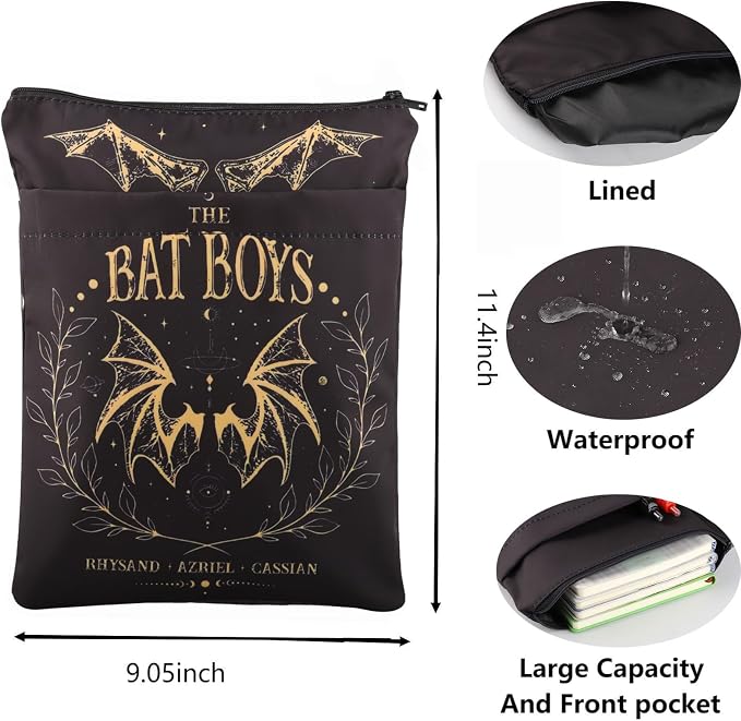 B Boys Book Sleeves Fantasy Book Sleeve Gift Book Merch Rhy-Sand Azriel Cassians Book Sleeve Bat B-oys Fan Club Book Cover (Black, B Boy BS)