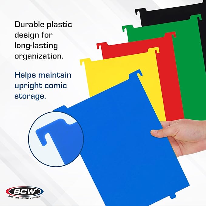 BCW Comic Bin Partitions | Exclusive Organizer for Short and Long Comic Book Bins | Notched, Tabbed, and Structurally Supportive Dividers (Green, 3 Pack)