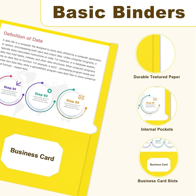 Folders with Pockets, LAYZZ 30 Pack Paper Pocket Folders, 2 Pocket File folders Fits Letter Size Paper, for School Office and Home (Yellow)