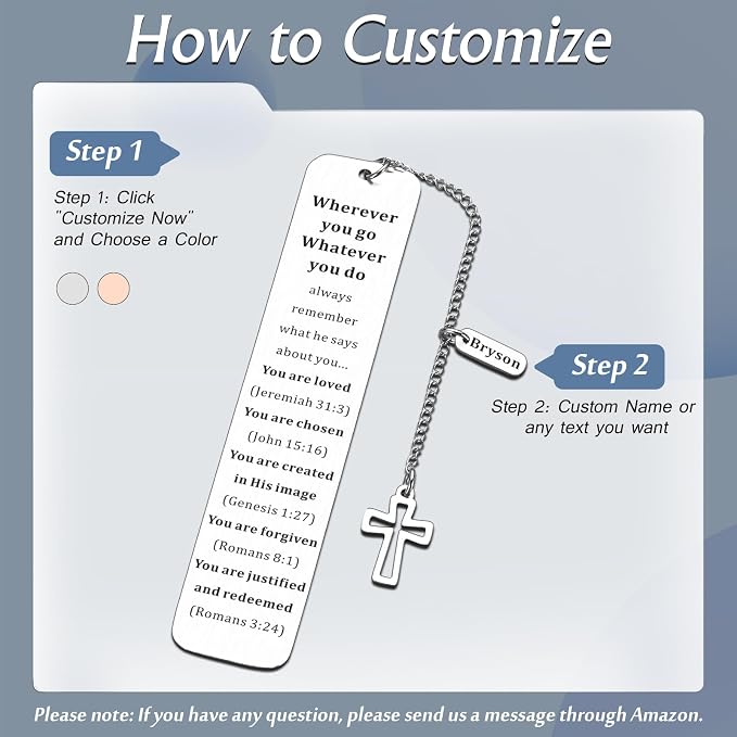 Personalized Bible Bookmarks - Custom Name Inspirational Christian Bible Religious Bookmarks Gifts for Women Men Book Lovers (Style-4)