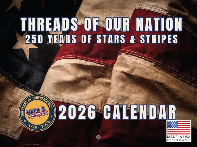 USA 250th Anniversary 1776 Thread of Nation Flag Calendar 2026 Monthly Wall Calender 12 Month | American Made In The USA