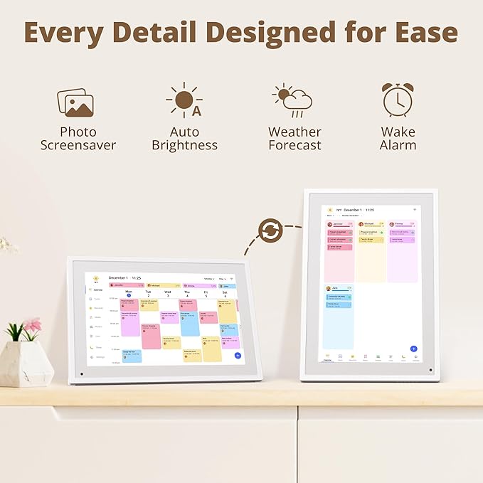 Dragon Touch 10.1 inch Digital Calendar Chore Chart – Interactive Touchscreen, Smart Family Planner, Hearth Display Desk Digital Calendar Best Gifts for Christmas, Wedding, Mom
