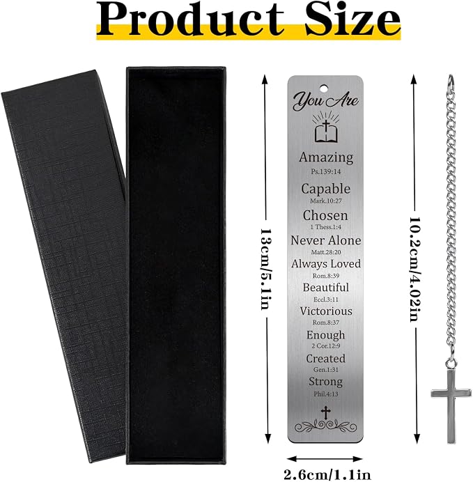 Bible Verse Metal Bookmark - Christian Bookmarks Cross Religious Bible Accessories Inspirational Book Markers Reading Women Birthday Christmas Confirmation Gifts Boys Girls Friends Kids