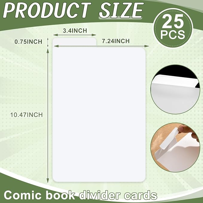 Comic Book Storage Kit with Storage Box, 25 Pack Dividers, 100 Pcs Current Bags and 100 Pcs Boards, Holds 160-180 Comic Book Collapsible Organizer with Handles, Heavy Duty Bin Container Holder Shelf