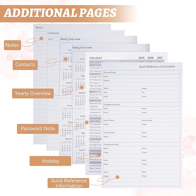 2026 Appointment Book, Weekly and Monthly Calendar Planner for Women, Jan 2026 - Dec 2026, Hardcover Planning Agenda book with Tabs, Spiral Bound, Inner Pocket, Perfect for School Office Supplies, 8.4" x 6.3" (Rosa)