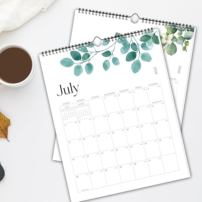 Aesthetic 2026 Wall Calendar - 12 Monthly Calendar from January 2026 to December 2026, 14.5" x 10.5", Modern Vertical Wall Hanging Calendar for Organizing & Planning, Leaves