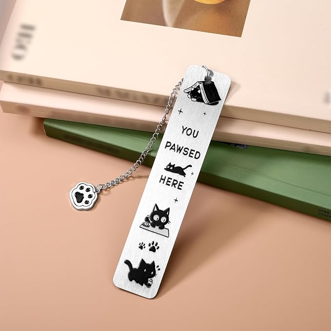 Cat Bookmark, Zinc Alloy Cute Black Cat Bookmark Funny Aesthetics Reading Accessories for Reading Women Men Student Book Enthusiasts Gift (Style 1)