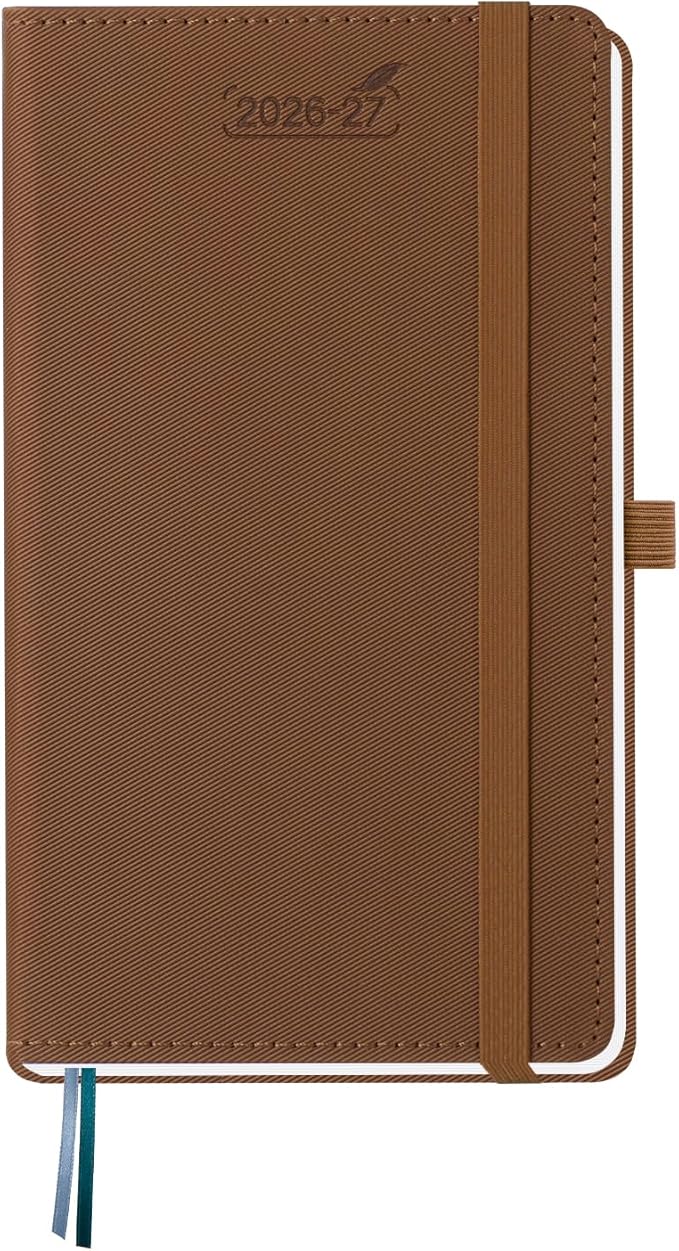 BEZEND Pocket Planner 2026-2027 Weekly and Monthly (3.75" x 6.75" Slim Size) 18-Month Academic Calendar Notebook (Jul 26-Dec 27), Ideal for Students & Professionals, PU Leather Hardcover -Brown