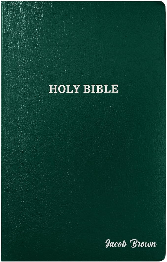 Personalized KJV Bible King James Version Faux Leather Small Print Economy Bible with Custom Name at The Lower Right Side, Highlighted Verses, Gift for Christian Celebrations (Forest Green)