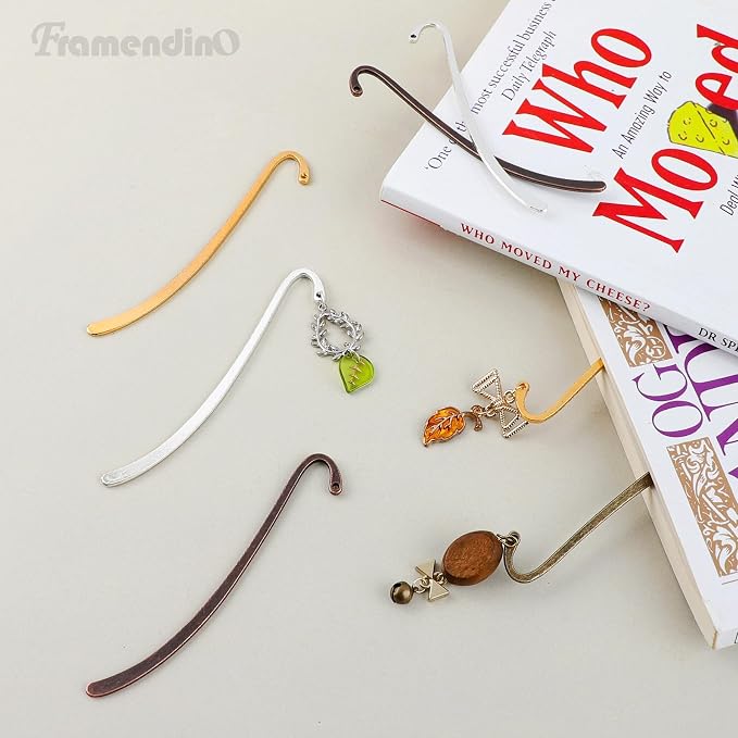 Framendino, 40 Pack Vintage Metal Bookmarks with Hook for Reading Enthusiasts (Silver & Gold & Bronze & Antique Copper)