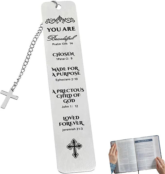 Bible Bookmark Metal Bookmarks Christian Gift for Women Men Girls Boys Baptism and First Communion Graduation and Back to School Religious Inspirational Scripture Verse Bookmark for Book Lovers
