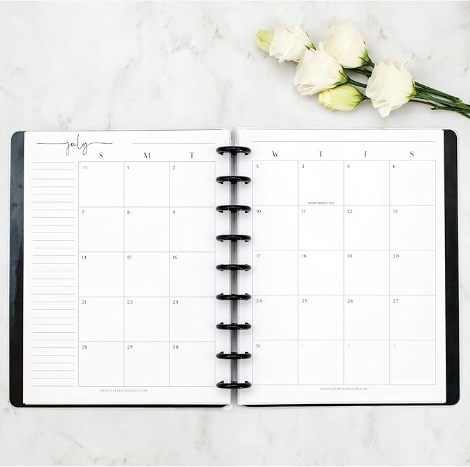 BetterNote July 2026 - June 2027 Academic Monthly Calendar Refill for Discbound Notebook, School Dates, Fits Levenger Circa, Big Happy Planner, Arc, TUL, Disc Refill (9-Disc, 7"x9.25", Modern)