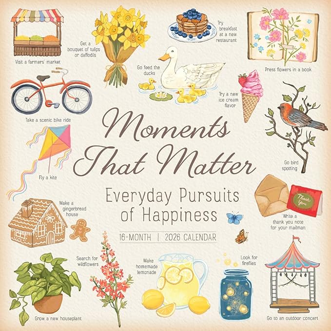 Moments that Matter 2026 Wall Calendar, 12-Month Inspirational Watercolor Art & Motivational Quotes by Brooklyn Swenson, 12" × 12" with Large Grids for Home or Office