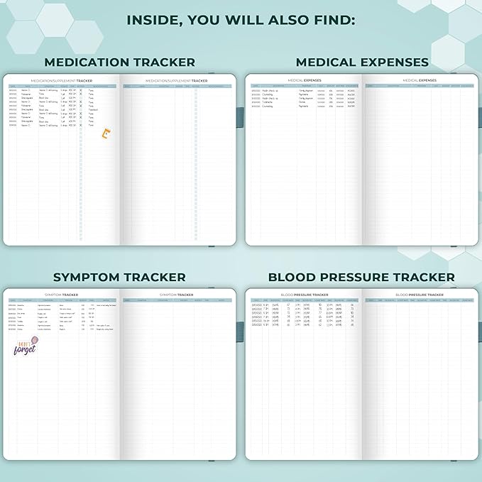 Clever Fox Large Medical Planner 12-Month – Medical Notebook, Health Diary, Wellness Journal to Track Health – 12 Months, 7x10.5″ (Aquamarine)