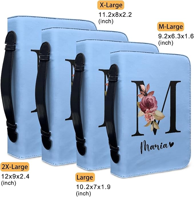 Personalized Bible Cover with Name, Custom Bible Cover Case for Women Girls, Large Capacity Scripture Bag with Handle