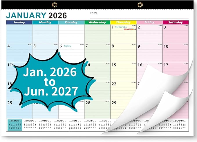 2026 Desk Calendar, AgePlace Wall Calendar 2026-2027 Covers January 2026 to June 2027, 17" X 12" Large Size With Holidays, Desktop Monthly Calendar for Home Classroom School & Office Or teacher Gifts