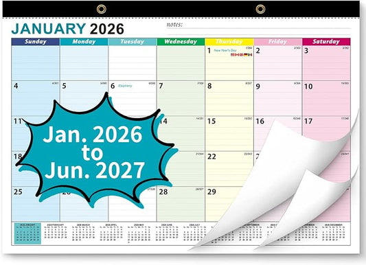 2026 Desk Calendar, AgePlace Wall Calendar 2026-2027 Covers January 2026 to June 2027, 17" X 12" Large Size With Holidays, Desktop Monthly Calendar for Home Classroom School & Office Or teacher Gifts