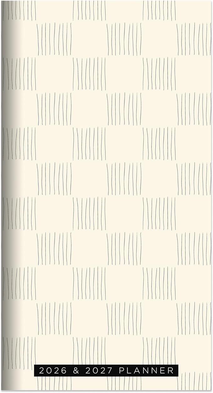 TF Publishing 2026-2027 Checkerboard Small Monthly Pocket Planner with 2 Page Large Calendar Grid and Lined Notes Section - 2 Year Pocket Calendar 2026-2027 Perfect for Purse - 3.5in x 6.5in