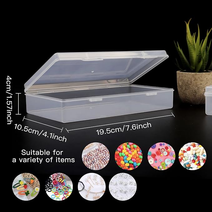 Coobbar File Portable Project Case, 6 Pack Plastic Storage Boxes for Scrapbook Paper, Documents, Magazines - A4 Paper Case (7.7 x 4.1 x 1.6 Inches)