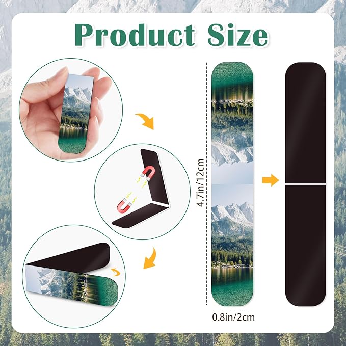 100 Pack Bible Magnetic Bookmarks Christian Scenery Magnet Bookmark Clips for Women Men Book Lovers Bible Page Markers for Teachers Students Reading School Office Home, Printing on 2 Side