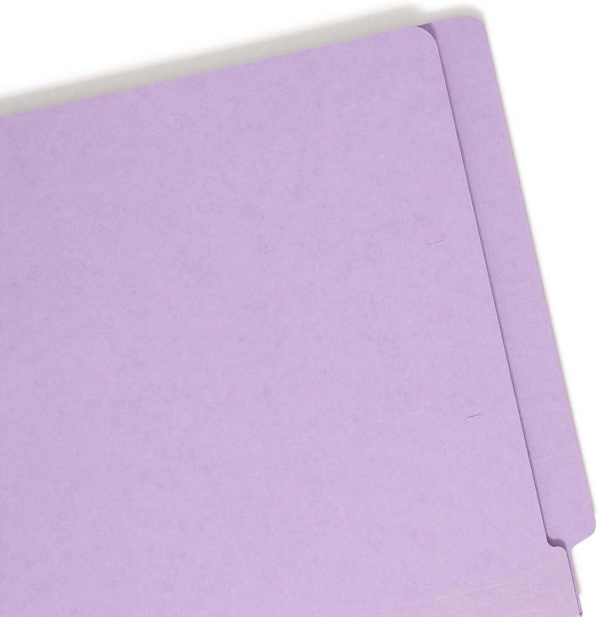 Smead End Tab Fastener File Folder, Shelf-Master® Reinforced Straight-Cut Tab, 2 Fasteners, Legal Size, Lavender, 50 per Box (28540)