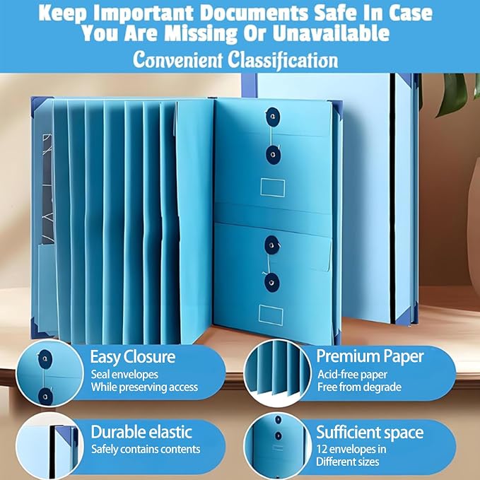 Important Document Organizer for Family Records, Home Filing System with Tabs and Pockets for Passport, Birth Certificate, Insurance Policies, Legal Documents and Important Papers(Pink)