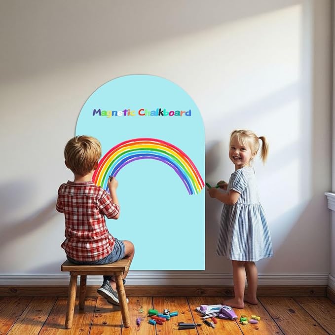 Magnetic Arch Wall Decal for Kids,Upgraded Thickened Magnetic Chalkboard for Most Wall,Suitable for Home Decoration Wallpaper and Children's Game Room (Sky Blue, 16" W x 24" H)