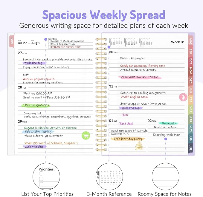 Aug 2026 - Dec 2027 Planner, Forvencer 17 Month Academic Planner 2026-2027, 6.3" x 8.4", Calendar Planner Weekly and Monthly, Daily Agenda Book, College School Supplies for Student Teacher, A5, Green
