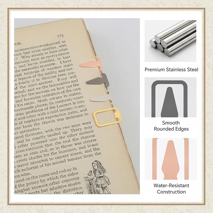 50Pcs Multicolored Book Darts Arrow Metal Bookmark, Cute 4 Colors Book Line Markers Bookmark Clip, Portable Page Markers for Students, Teacher, Readers, Book Lovers(Silver, Black, Gold, Rose Gold)