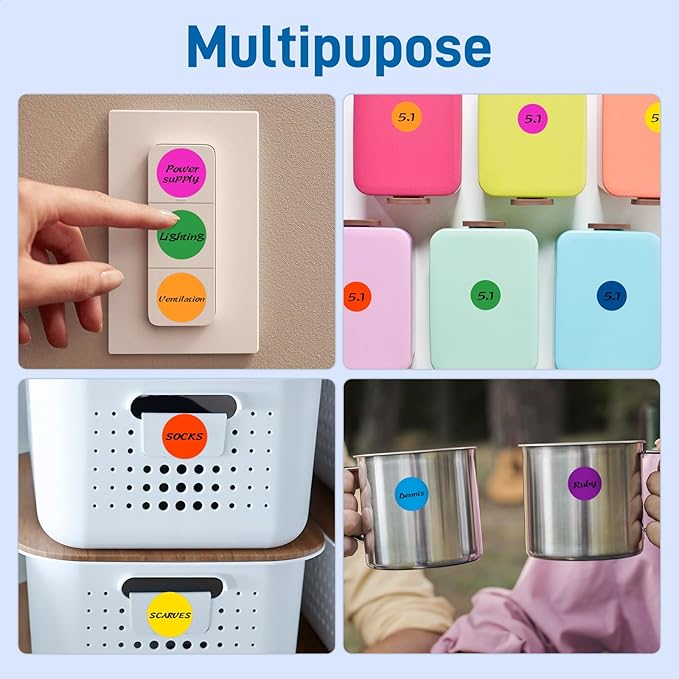 4000 Pcs 3/4 Inch Colored Dot Stickers for Toddlers, 8 Rolls Round Color Coding Labels for Classroom, Teacher, Student, Kids, Garage Sale Pricing & Home Organization