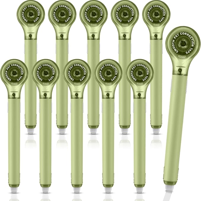 Gersoniel 10 Pack Correction Tape Pen Correctional Ink Tape Push Pull Protective, Easy to Use Applicator for School Office Supplies, 0.2 x 236 Inch (Green Color)