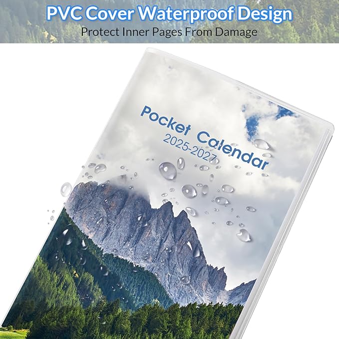 KONVINIT Pocket Calendar 2025-2027, Monthly Planner 2025-2027 - 3.7" x 6.7" - Runs from July 2025 Until December 2027, 2026 Pocket Calendar with PVC Cover for Organizing & Planning